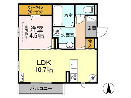 NORIA(1LDK/2階)の間取り写真