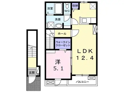 レグルス高陽(1LDK/2階)の間取り写真