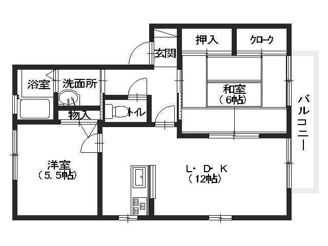 ハーモニー梅林B棟(2LDK/2階)の間取り写真