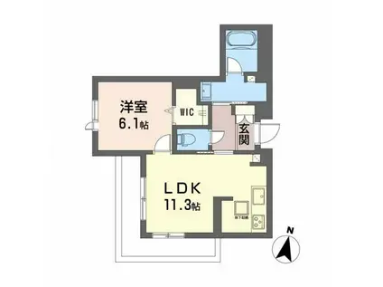 戸坂大上シャーメゾン(1LDK/1階)の間取り写真
