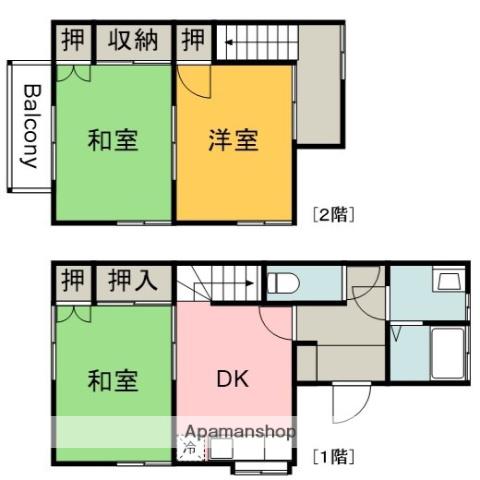 下道貸家Ⅱ(3DK)の間取り写真