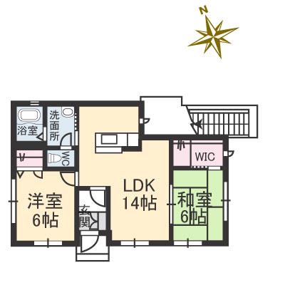 メゾンボナール B棟(2LDK/1階)の間取り写真