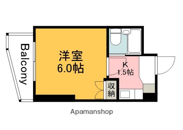 セイント安芸(1K/4階)の間取り写真