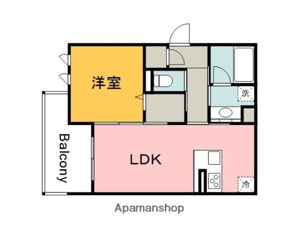DーROOM中筋 Ⅱ棟(1LDK/3階)の間取り写真