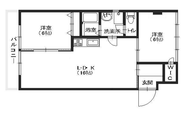 御堂コータス(2LDK/2階)の間取り写真