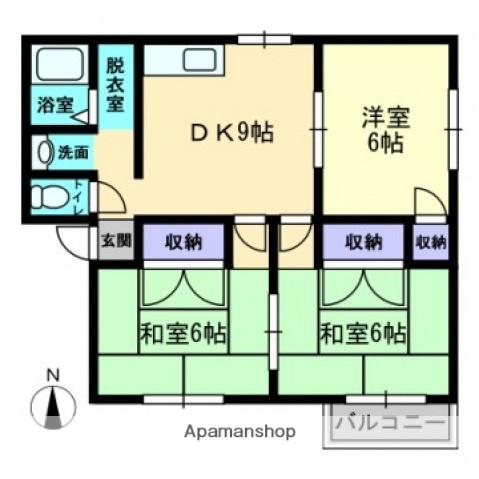 シティハイムタニサキA棟(3DK/1階)の間取り写真
