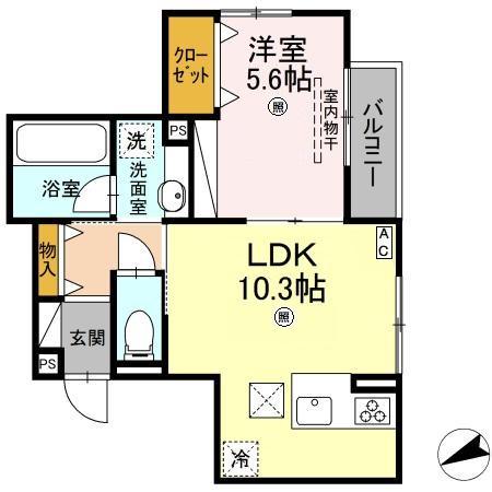 BAMBOO GRASS舟入(1LDK/1階)の間取り写真