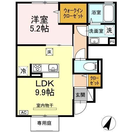 ボンヌール(1LDK/1階)の間取り写真