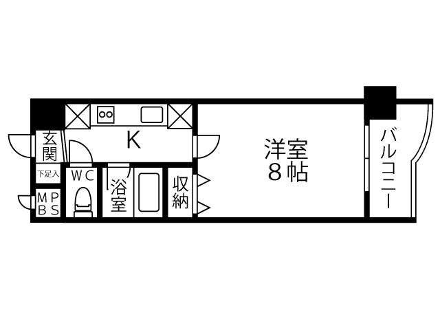 センチュリー曙Ⅲ(1K/2階)の間取り写真