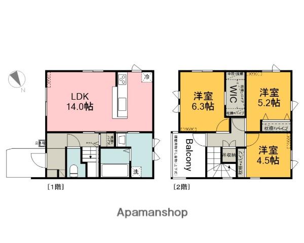 広島電鉄宮島線 東高須駅 徒歩8分 2階建 築1年(3LDK)の間取り写真