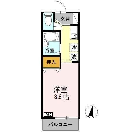 セジュール上瀬野(1K/2階)の間取り写真