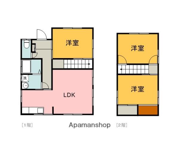 可部線 あき亀山駅 徒歩13分 2階建 築49年(3LDK)の間取り写真