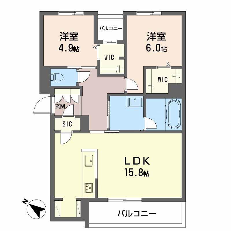 プランドール(2LDK/3階)の間取り写真