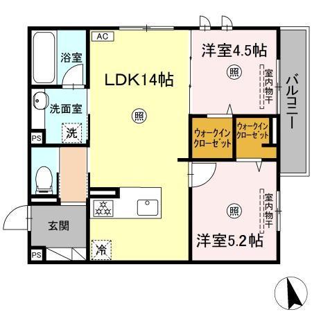 サンコートHIKARI(2LDK/3階)の間取り写真