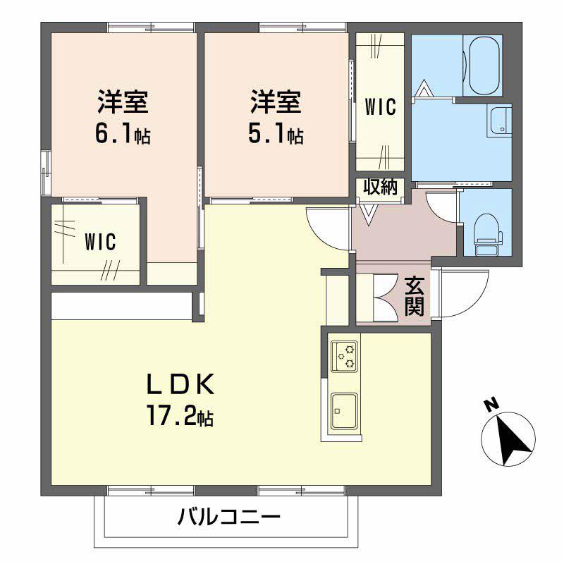 中島レジデンス(2LDK/2階)の間取り写真