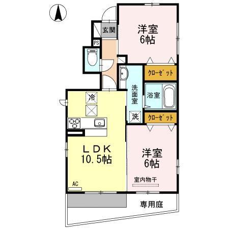 GRACIOUS A棟(2LDK/1階)の間取り写真