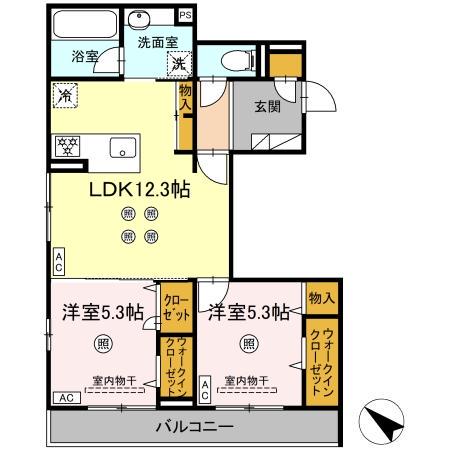 スリール・コート(2LDK/3階)の間取り写真