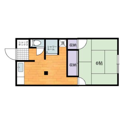 涼和荘(1DK/1階)の間取り写真