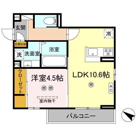 CAMPANELLA江波二本松(1LDK/2階)の間取り写真