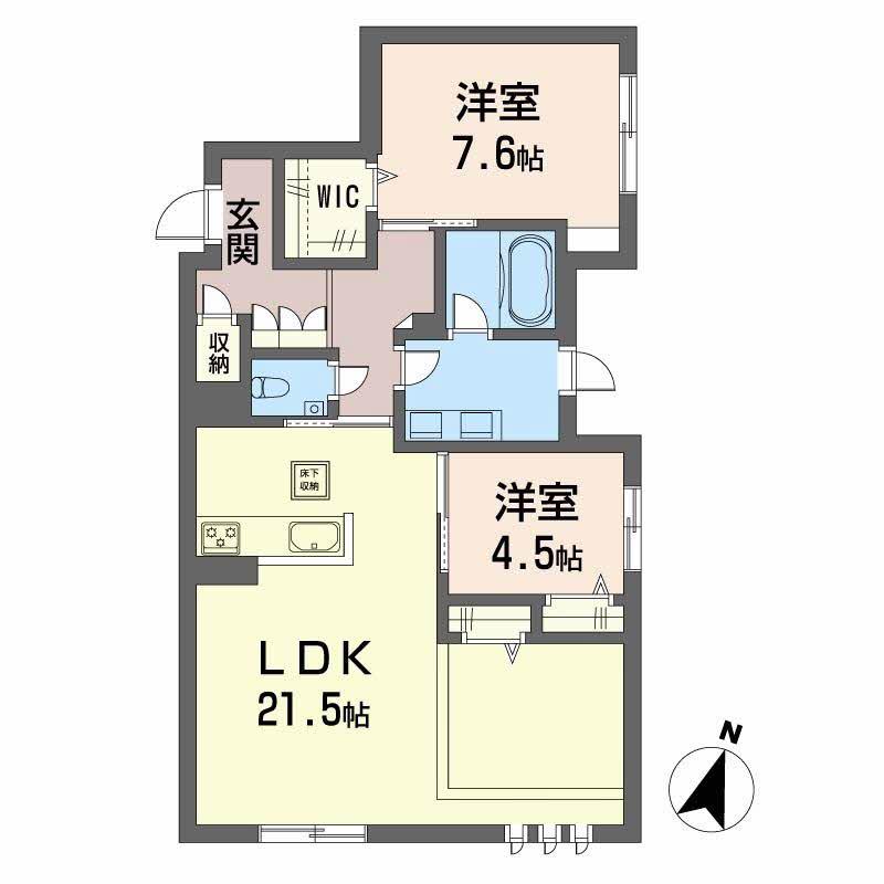 BALLOONFLOWER サウス(2LDK/1階)の間取り写真