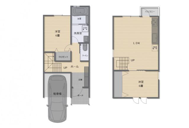 長束4丁目戸建て(2LDK/1階)の間取り写真