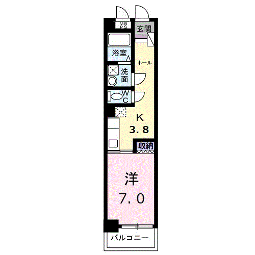 フォーム(1K/1階)の間取り写真