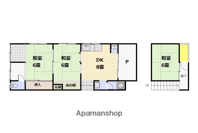 広島電鉄江波線 江波駅 徒歩11分 2階建 築71年(3DK)の間取り写真