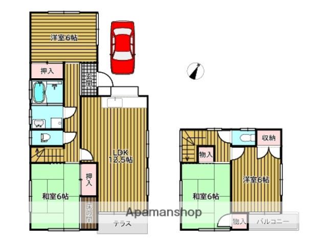 広島電鉄宮島線 商工センター入口駅 徒歩5分 2階建 築42年(4LDK)の間取り写真