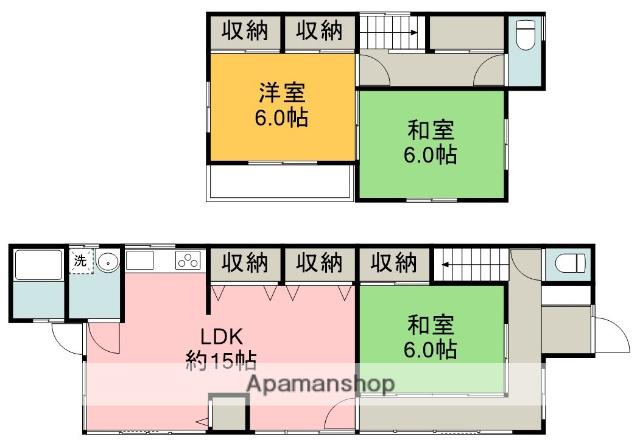 可部線 安芸長束駅 徒歩8分 2階建 築42年(3LDK)の間取り写真