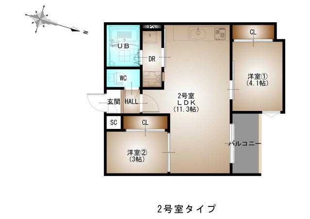 REGALEST-F 矢野東1(2LDK/2階)の間取り写真