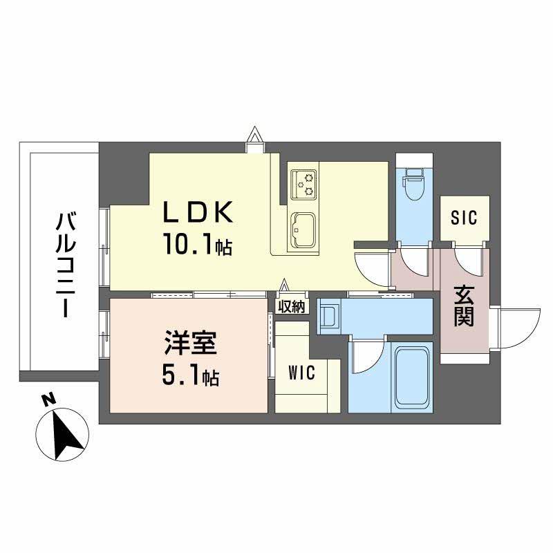 ラヴェール横川(1LDK/2階)の間取り写真