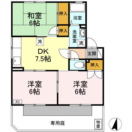 セジュールえびすA(3DK/1階)の間取り写真