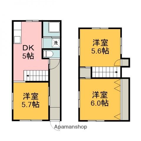 アストラムライン 上安駅 徒歩17分 2階建 築51年(3K)の間取り写真