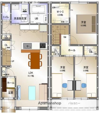 呉線 矢野駅 徒歩8分 2階建 築3年(3LDK)の間取り写真