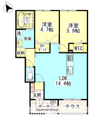 アルクス長束(2LDK/1階)の間取り写真