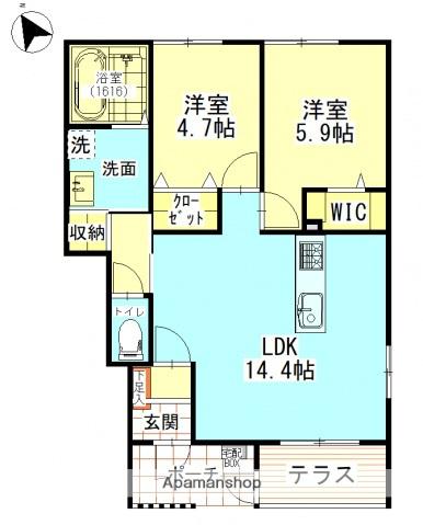 アルクス長束(2LDK/1階)の間取り写真