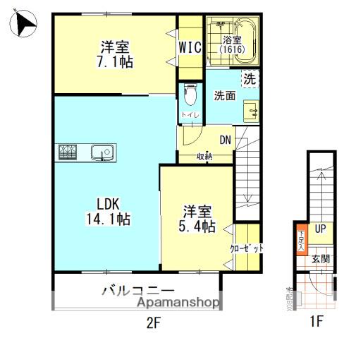 アルクス長束(2LDK/2階)の間取り写真