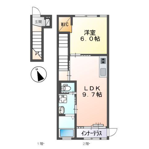 ピコットプレイス(1LDK/2階)の間取り写真