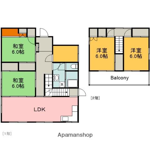 可部線 河戸帆待川駅 徒歩24分 2階建 築53年(ワンルーム)の間取り写真
