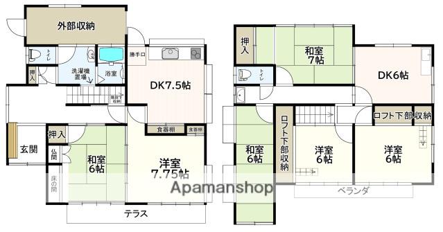 アストラムライン 安東駅 徒歩10分 2階建 築56年(6DK)の間取り写真