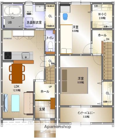 広島電鉄宮島線 佐伯区役所前駅 徒歩15分 2階建 築1年(2LDK)の間取り写真