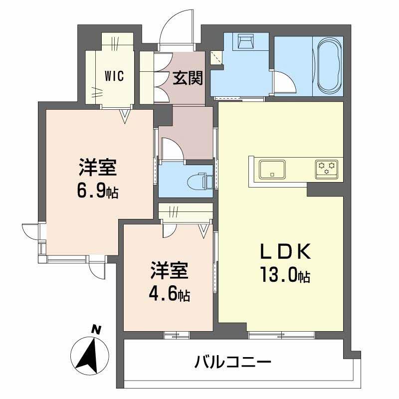プライムフェルトⅡ(2LDK/2階)の間取り写真