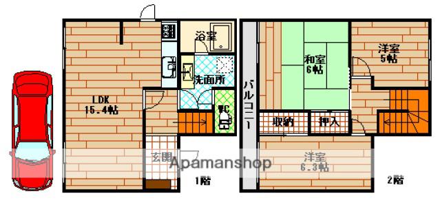 山陽本線 天神川駅 徒歩8分 2階建 築33年(3LDK)の間取り写真