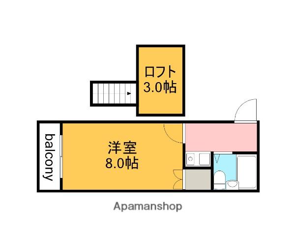 オレンジハウス坪井(1K/1階)の間取り写真