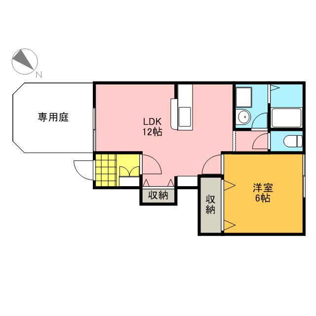 グランデュール(1LDK/1階)の間取り写真
