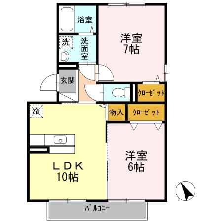 メゾン・ドゥ・プラージュ(2LDK/2階)の間取り写真