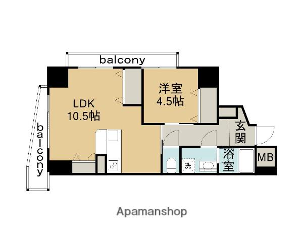 アルル五日市駅前(1LDK/9階)の間取り写真