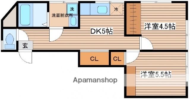 小中ビル(2DK/2階)の間取り写真