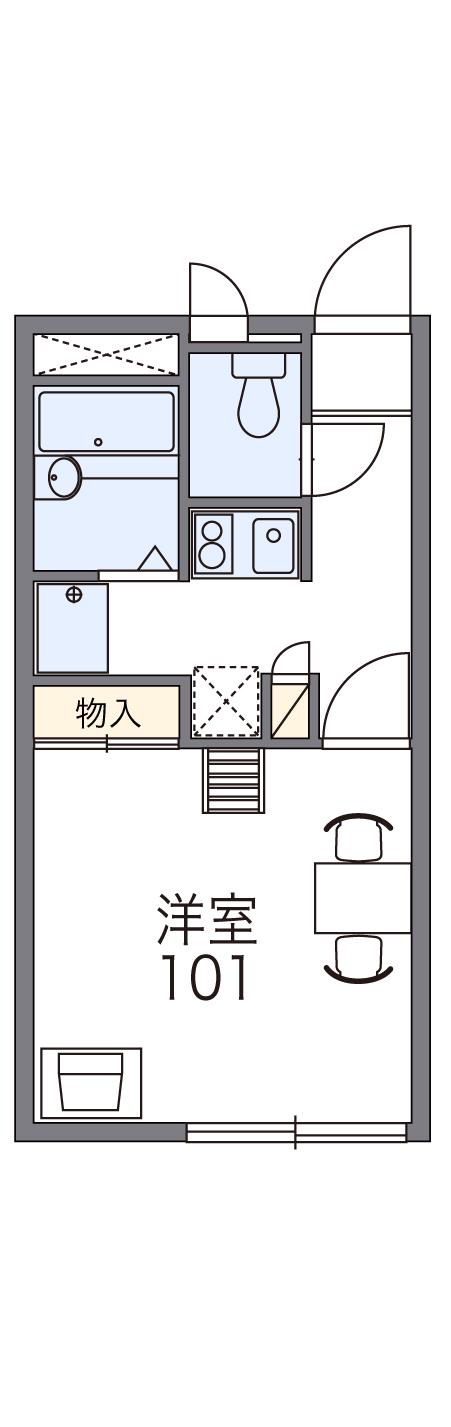 レオパレスFLORAⅡ(1K/1階)の間取り写真