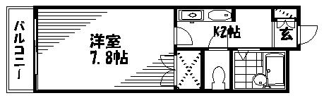 ユースパレス土井(1K/2階)の間取り写真